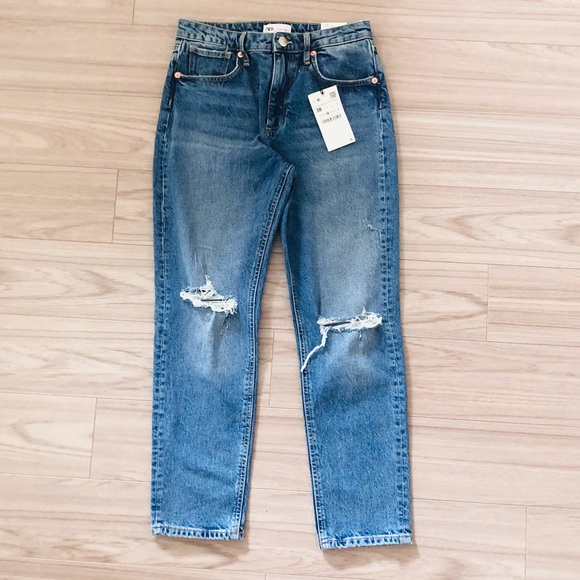 NEW Zara Slim Fit High Rise Ripped Ankle Jeans 6 - Picture 9 of 16